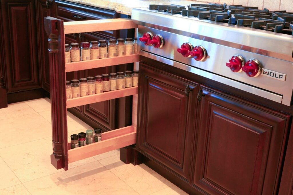 Pull out spice cabinet for custom kitchen cabinets