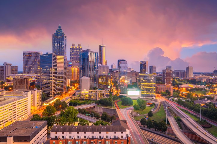 Downtown Atlanta at sunset