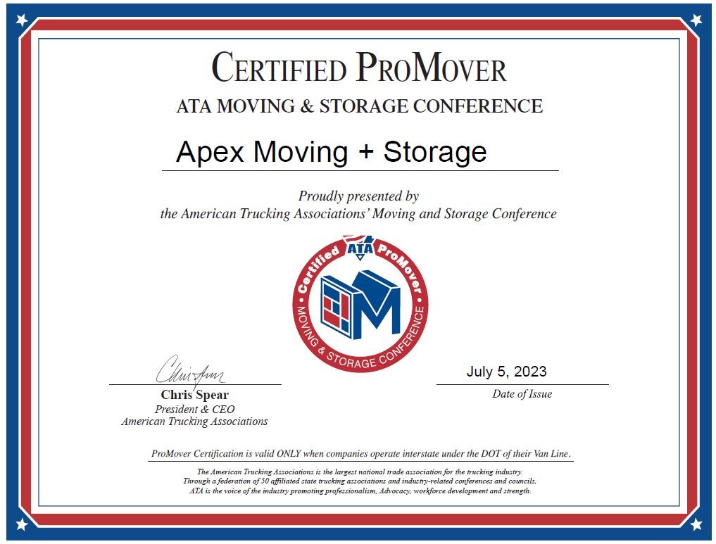 Apex Moving: Your Trusted Certified ProMover for a Stress-Free Move