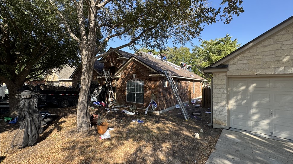 Residential roof replacement project in progress in Austin TX