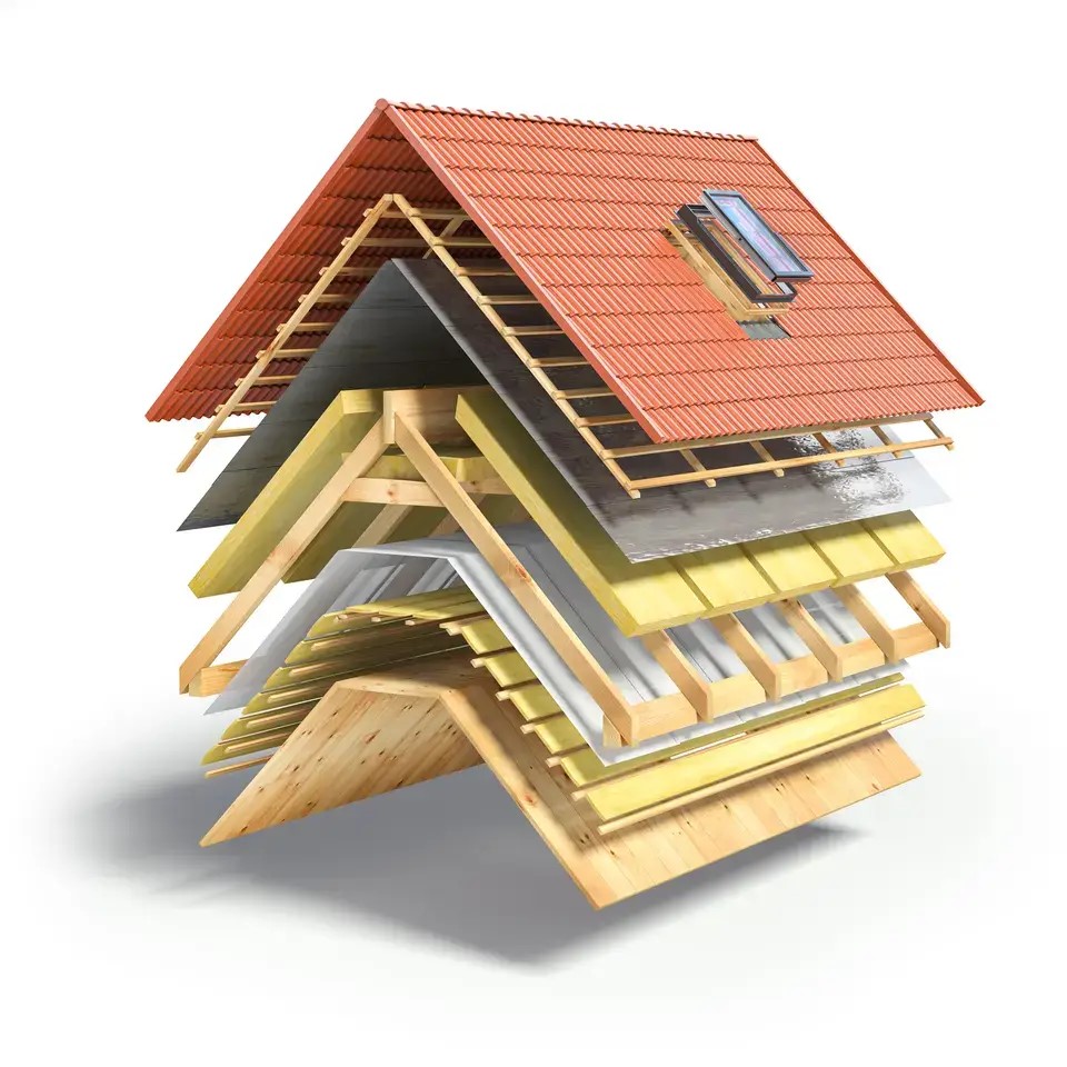 A person in work gloves uses an orange nail gun to secure green and gray shingles on a roof. The image focuses on the tools and materials, emphasizing the process of roofing installation.