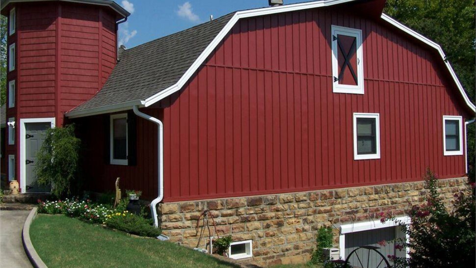 Red siding on a barn