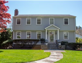 Portico, Siding, Windows Project in New Canaan, CT by Burr Roofing, Siding & Windows