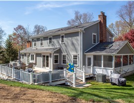 Gutters, Portico, Siding, Windows Project in Stamford, CT by Burr Roofing, Siding & Windows