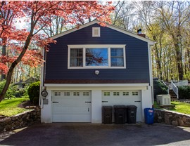 Gutters, Portico, Siding, Windows Project in Stamford, CT by Burr Roofing, Siding & Windows