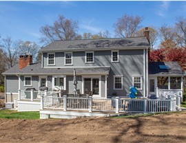 Gutters, Portico, Siding, Windows Project in Stamford, CT by Burr Roofing, Siding & Windows