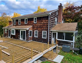 Gutters, Portico, Siding, Windows Project in Stamford, CT by Burr Roofing, Siding & Windows