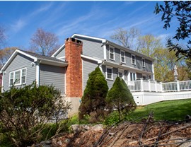 Gutters, Portico, Siding, Windows Project in Stamford, CT by Burr Roofing, Siding & Windows