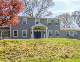 Gutters, Portico, Siding, Windows Project in Stamford, CT by Burr Roofing, Siding & Windows