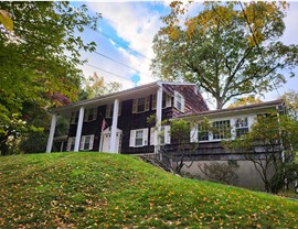 Gutters, Portico, Siding, Windows Project in Stamford, CT by Burr Roofing, Siding & Windows