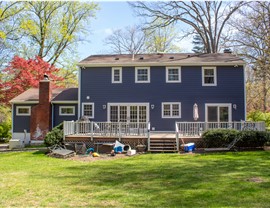 Gutters, Portico, Siding, Windows Project in Stamford, CT by Burr Roofing, Siding & Windows