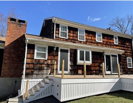 Gutters, Portico, Siding, Windows Project in Stamford, CT by Burr Roofing, Siding & Windows