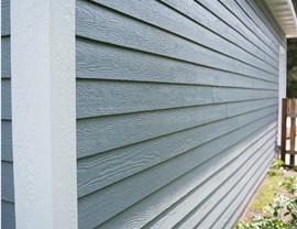 close up of LP SmartSide installed on the side of a garage
