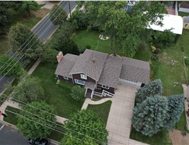 Drone shot of roof replacement
