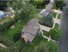 Northfield home from above shot from a drone home on corner