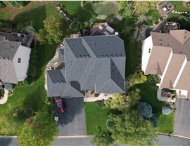 drone image of owens corning roof onyx black