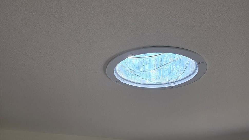 Finished solar tube ceiling diffuser installation in Anacortes WA home