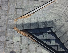 Roof valley before roof replacement on Penn Cove Road Oak Harbor WA