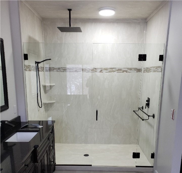 A newly remodeled shower