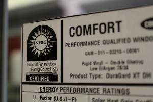NFRC ratings label on Energy Star certified windows