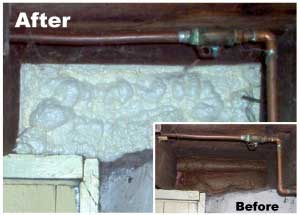 before and after basement air sealing