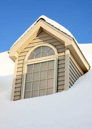 vinyl window exterior in winter