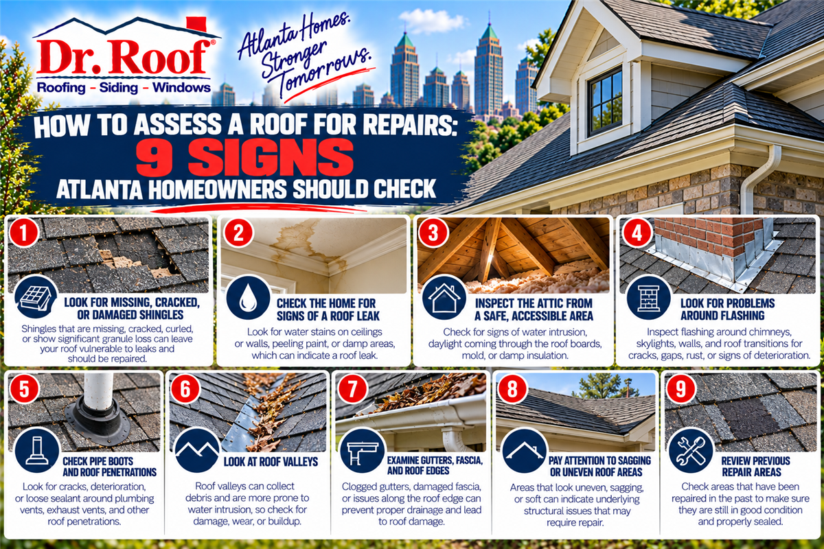 How to Assess a Roof for Repairs: 9 Signs Atlanta Homeowners Should Check