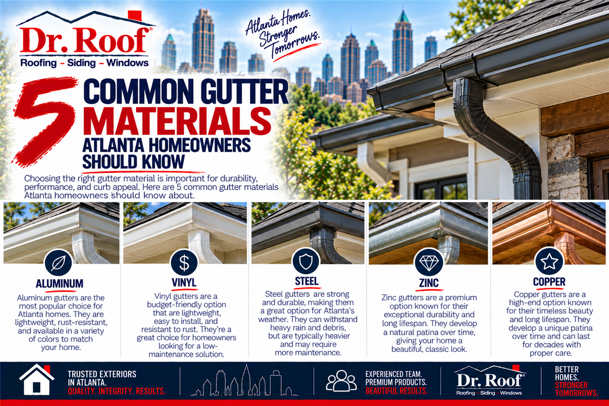 5 Common Gutter Materials Atlanta Homeowners Should Know