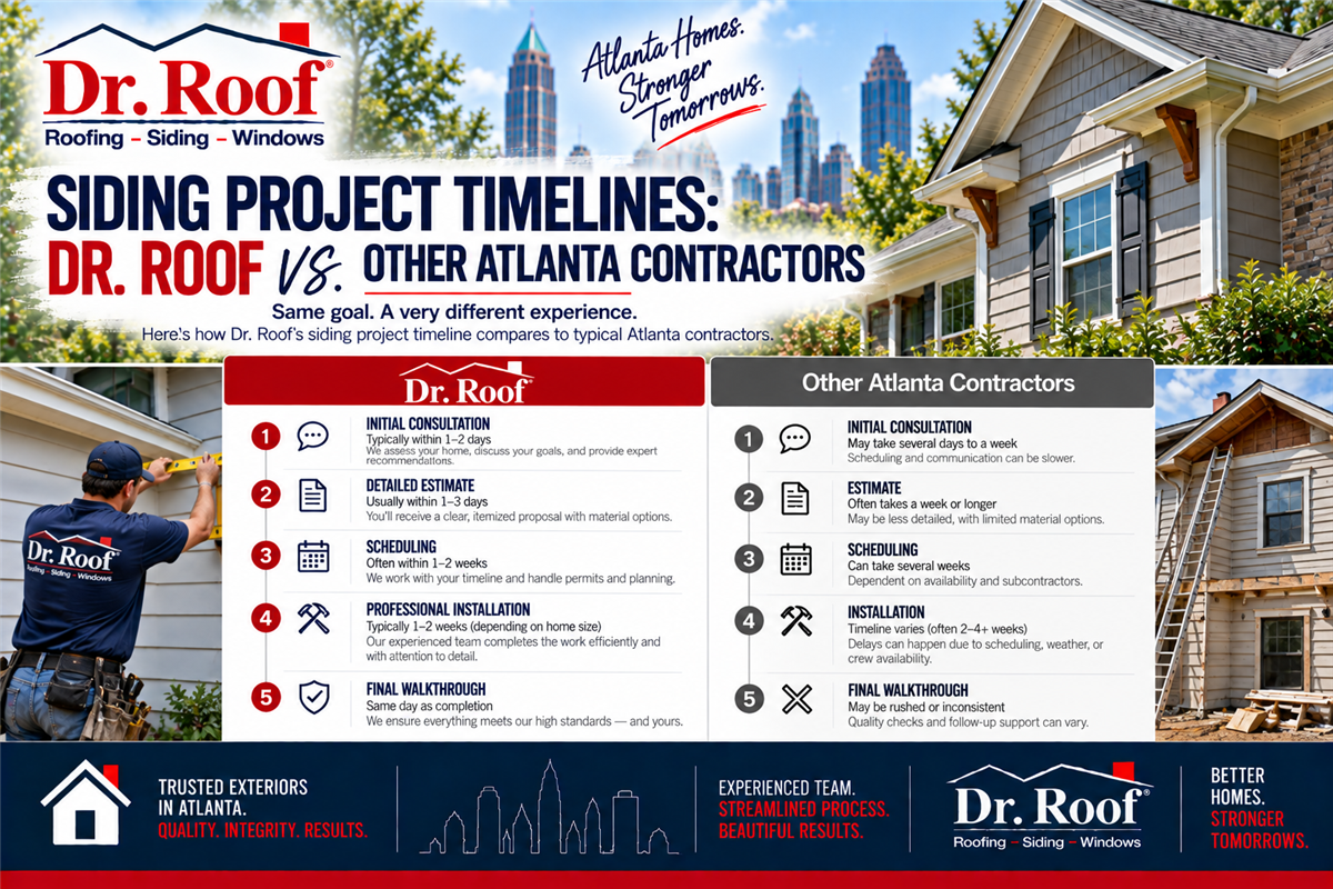 Siding Project Timelines: Dr. Roof vs. Other Atlanta Contractors