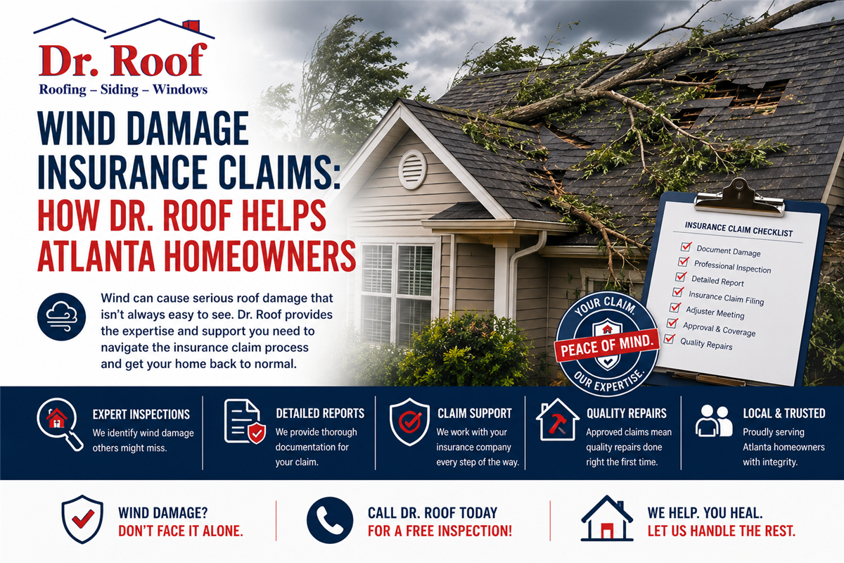 Wind Damage Insurance Claims: How Dr. Roof Helps Atlanta Homeowners