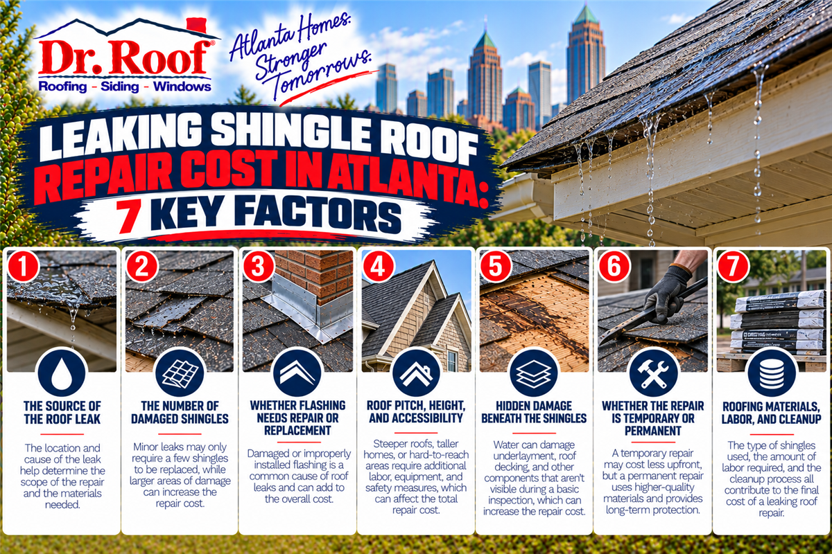 Leaking Shingle Roof Repair Cost in Atlanta: 7 Key Factors