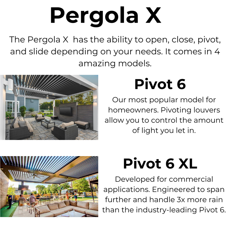 Pergola X- The Pivot 6 and Pivot 6 XL models