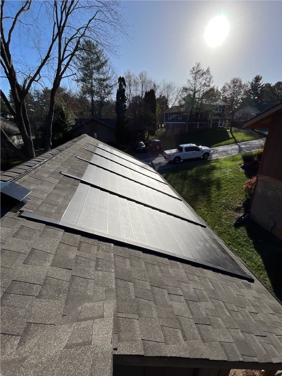 GAF Timberline Solar Shingles generating solar power on the roof of a Greenville, SC home.