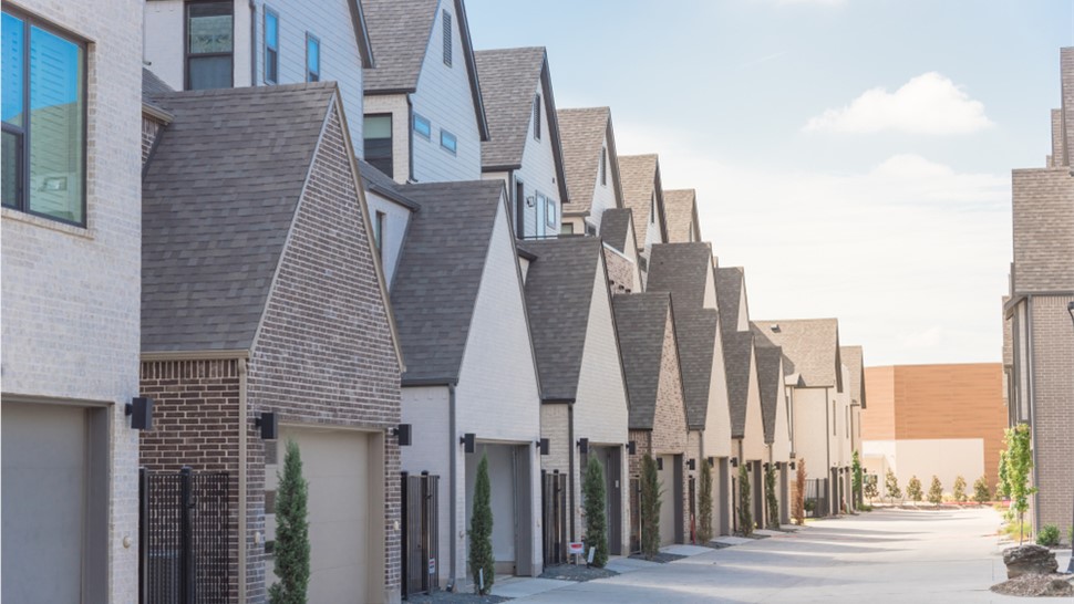 A row of new constructed buildings side by side