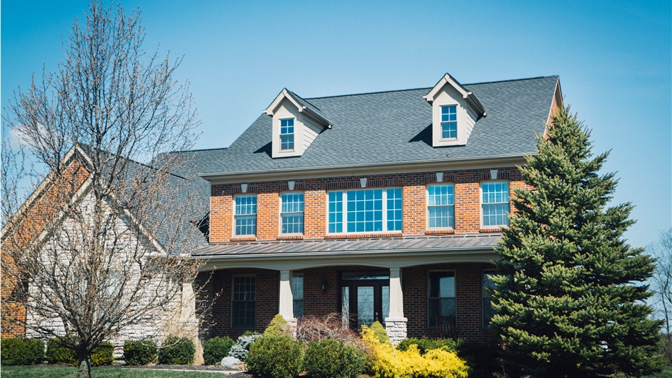 An exterior shot of a two-story home