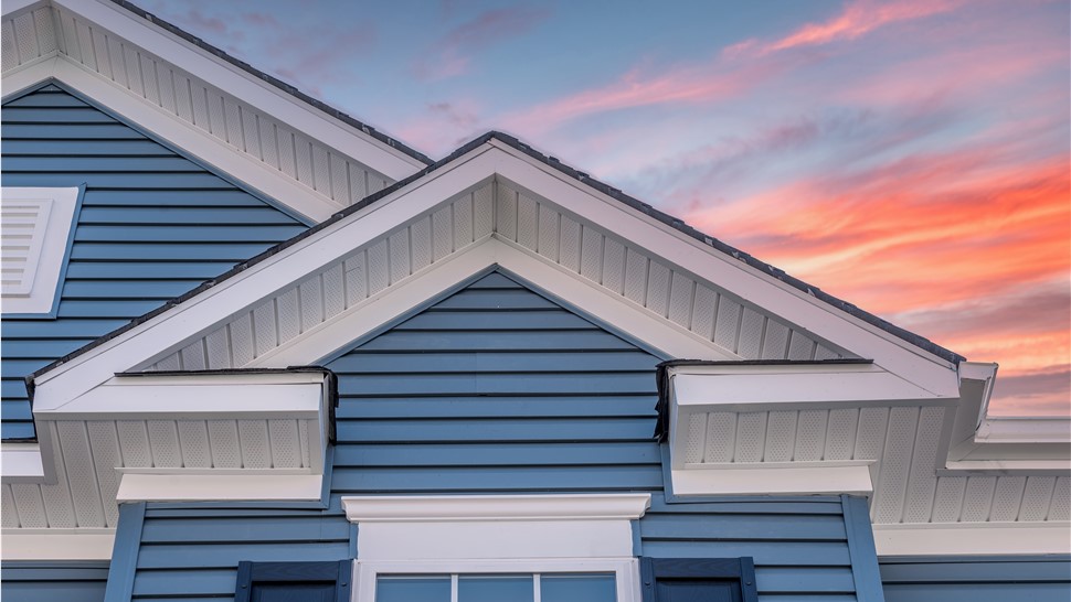 The soffit and fascia on the side of a home