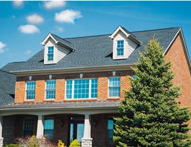 An exterior shot of a two-story home