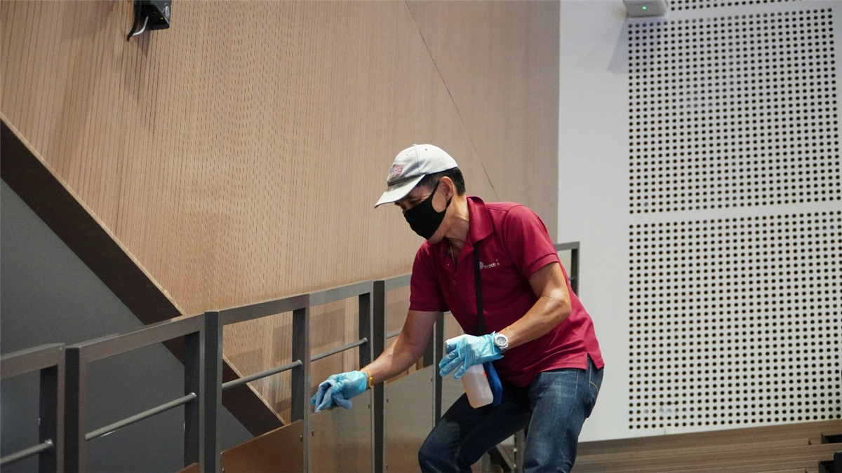 a person cleaning