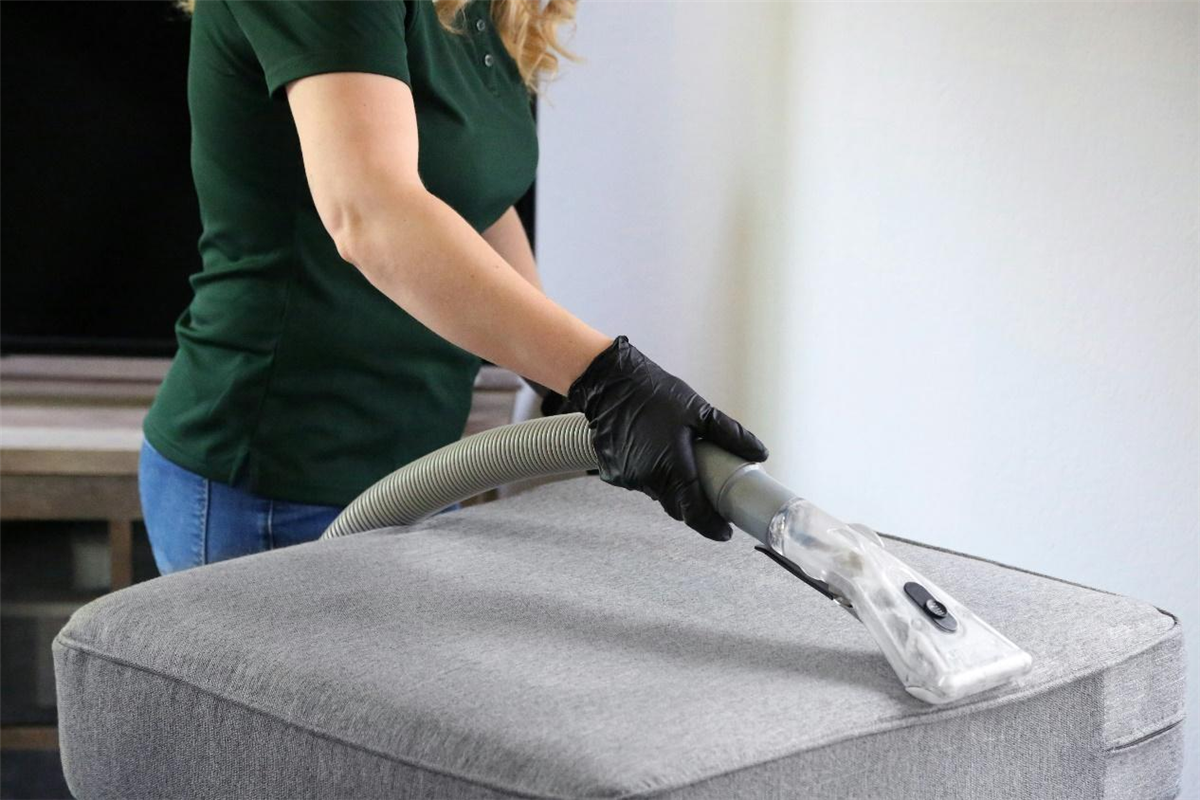 vacuuming a sofa