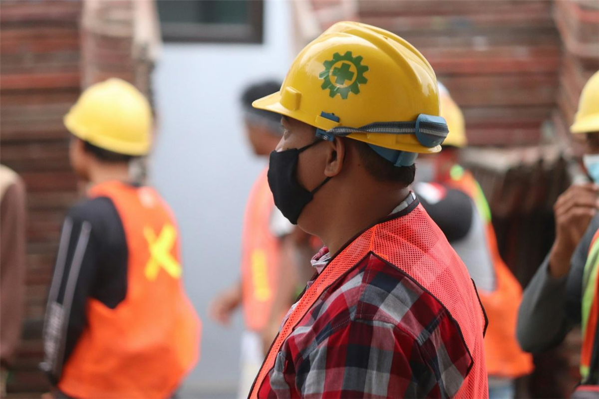  A person wearing safety gear