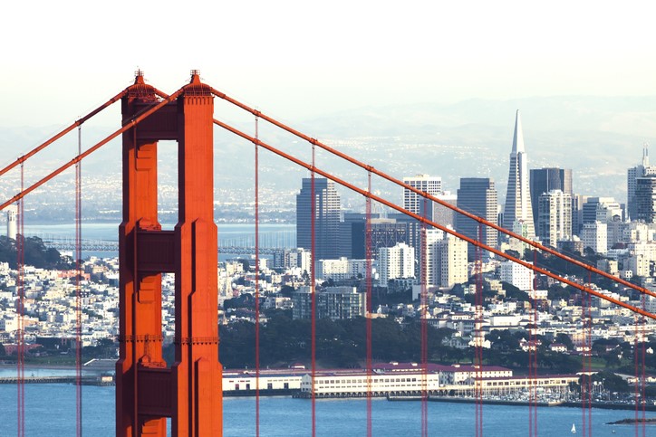 San Francisco looking over the Golden Gate bridge