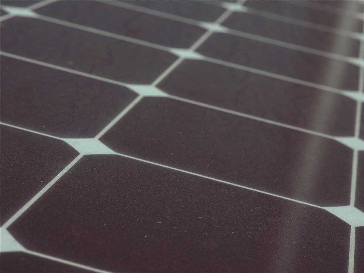 Up close shot of solar panels.