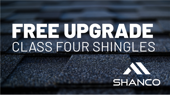 Free upgrade to Class 4 impact-resistant shingles from Shanco