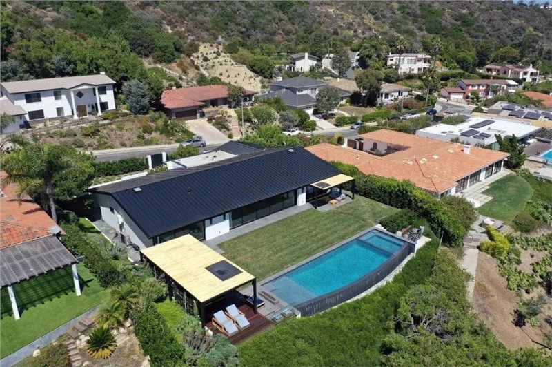 Aerial view of completed roof replacement in San Marino, CA