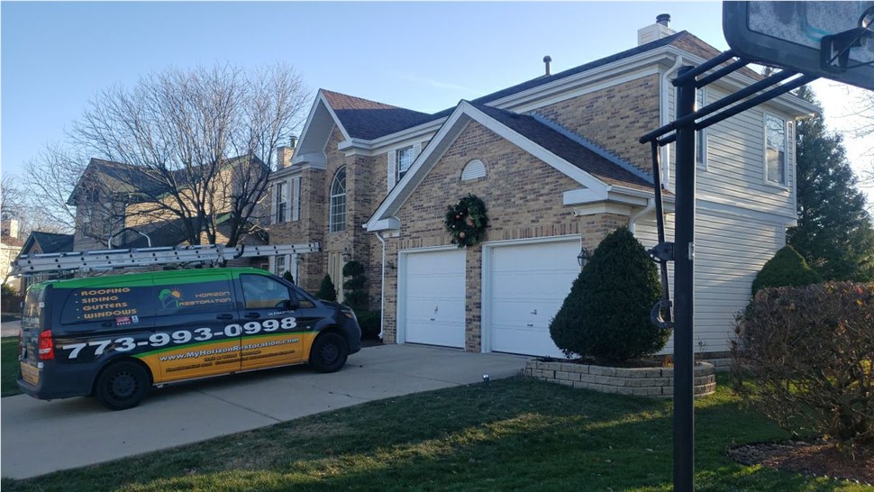 Gutters, Roofing Project in Streamwood, IL by Horizon Restoration