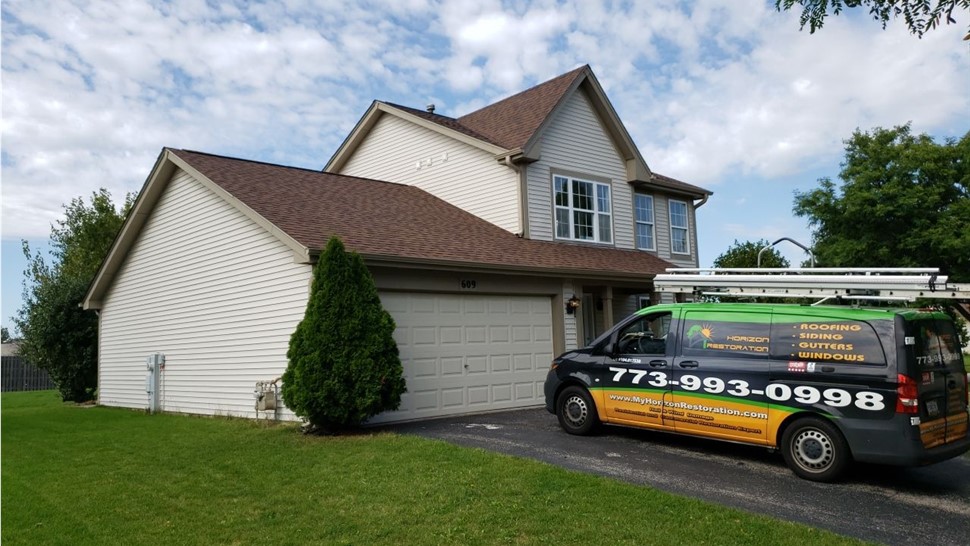 Gutters, Roofing Project in Streamwood, IL by Horizon Restoration