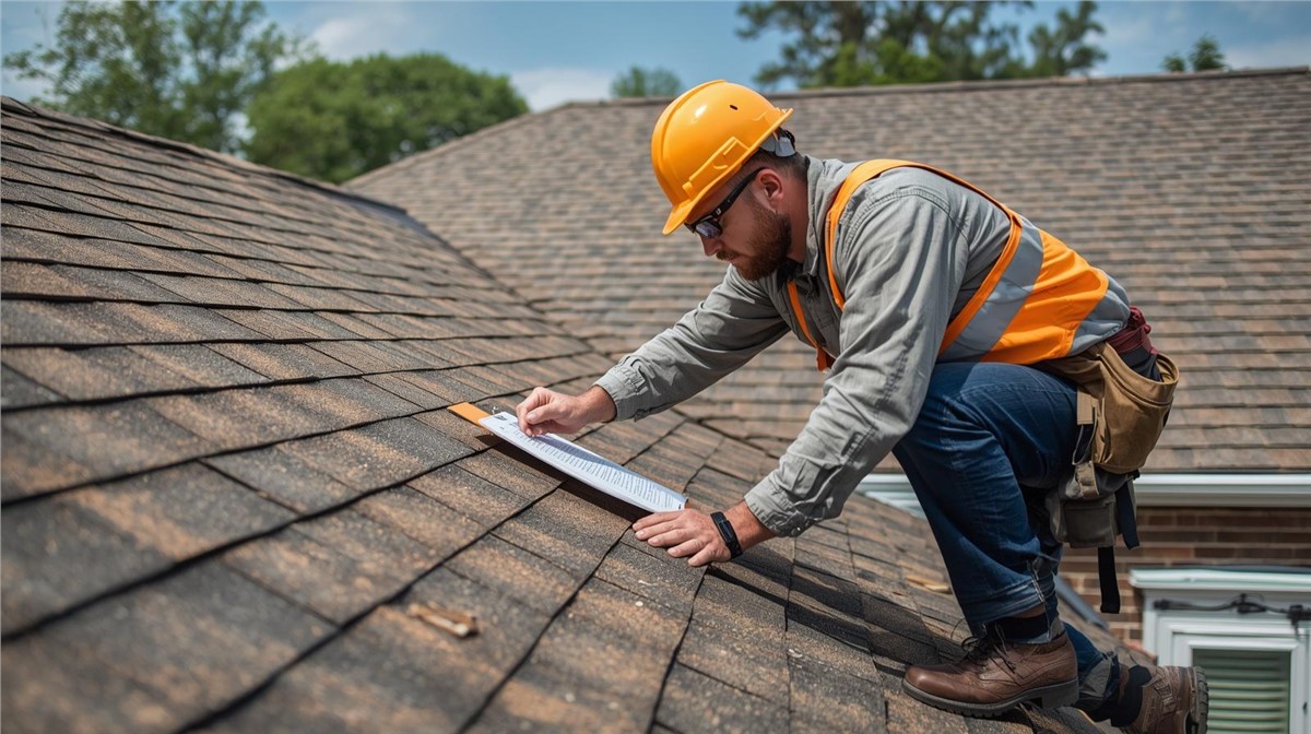 Roof inspection in Naperville IL checking shingles and flashing.