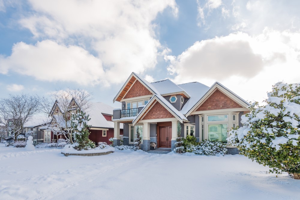 a house in the middle of winter