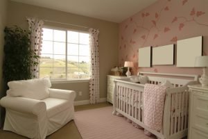 White Sliding Window With Grids In Nursery