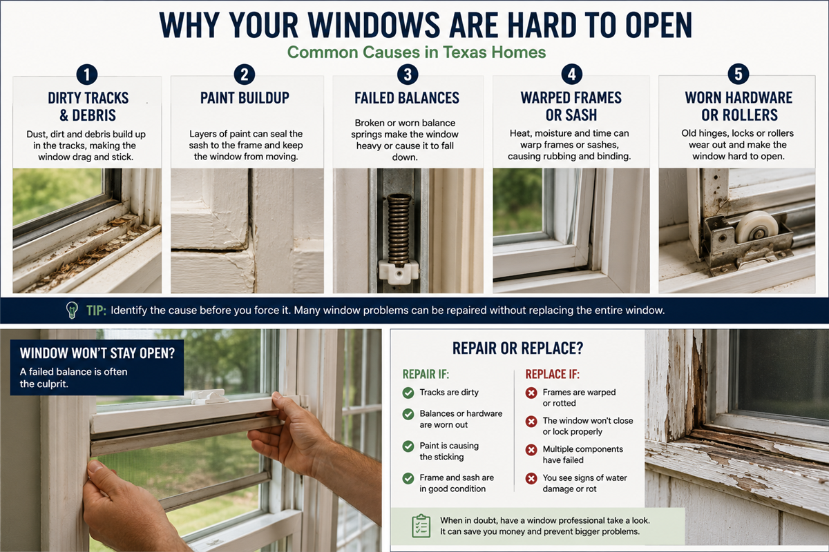 Why Your Windows Are Hard to Open: Warped Frames, Failed Balances, and When It's Time to Replace